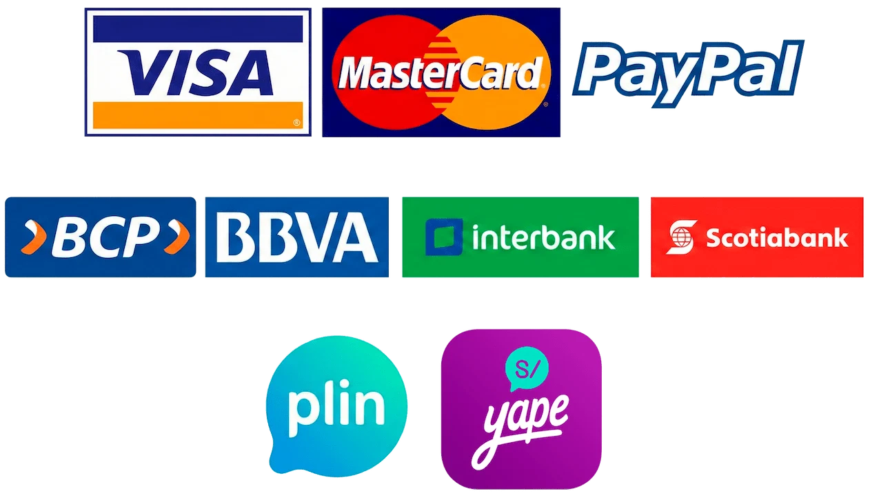 Medios de pago seguros para gasfitería: Visa, Yape, Plin y transferencias.